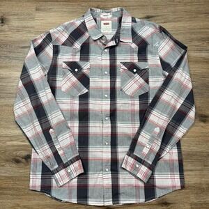 vintage levi's red plaid pearl snap western shirt